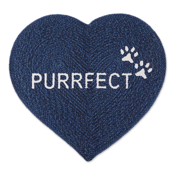 Purrfect Heart Shaped Pet Mat Navy
