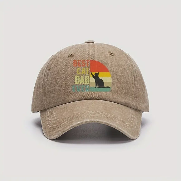 Retro Best Cat Dad Ever Distressed Cap