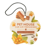 Pet House car air freshener with vanilla sandalwood scent on a white background