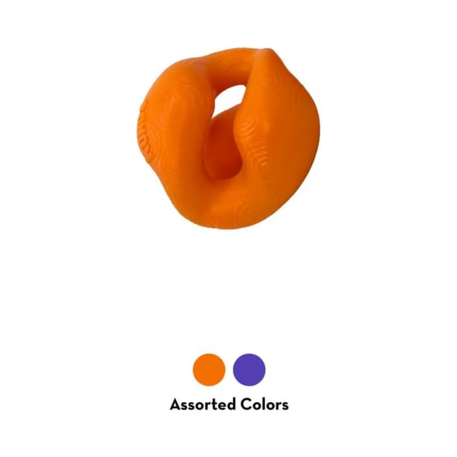 Orange rubber ring on a white background with color swatches for orange and purple.