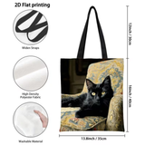 Black Cat on Floral Chair Tote Bag