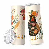 Floral Chicken w/ Glasses Stainless Steel Tumbler 20oz