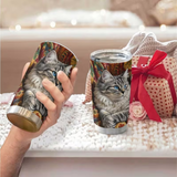 Tabby Cat On Quilt Stainless Steel Tumbler