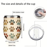 Paw Print Stainless Steel Tumbler 12oz