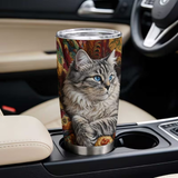 Tabby Cat On Quilt Stainless Steel Tumbler