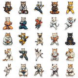 Set of illustrated cats in various martial arts poses on a white background