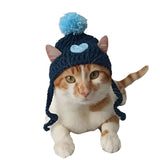 Knit Pom Cat Hat with Heart