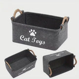 Cat Toys Grey Felt Storage Bin