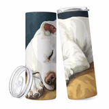 Sleeping White Pitbull Stainless Steel Tumbler 20oz
