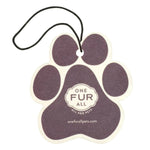 Paw-shaped air freshener with 'One Fur All' logo on a white background