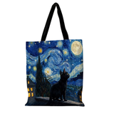 Black Cat Starry Night Tote Bag