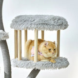 Luxury 60in Cat Condo Grey with Plush Perches