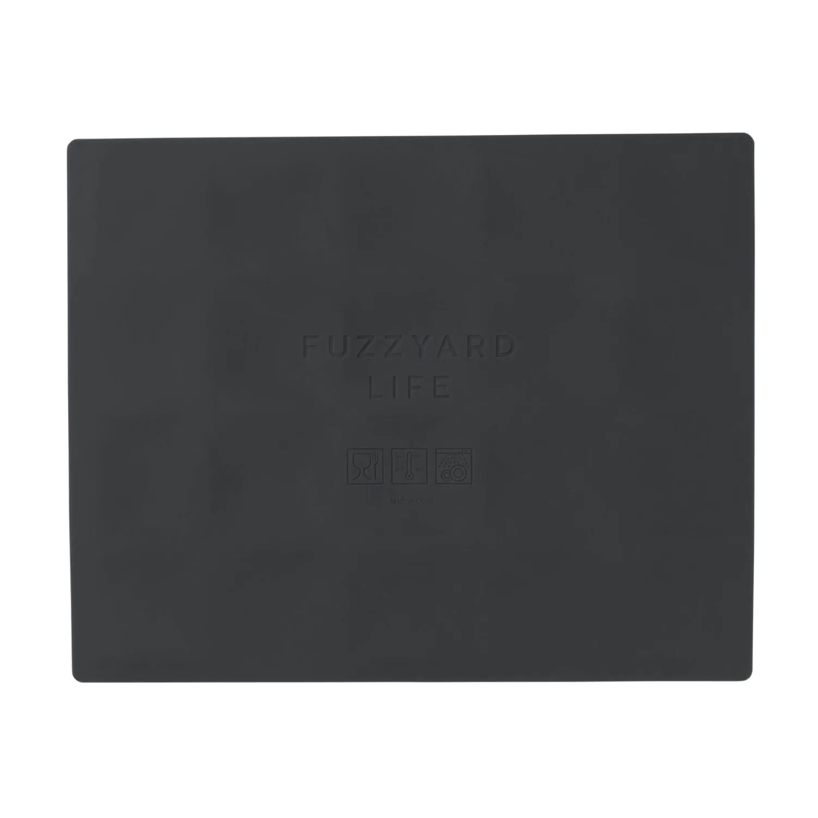 Black mat with 'FUZZ YARD LIFE' branding on a white background