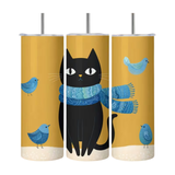 Black Cat Scarfs & Birds Insulated Tumbler 20oz