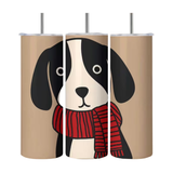 Black White Dog w/ Scarf Stainless Steel Tumbler 20oz