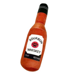 Bourbon Whiskey bottle-shaped plush toy on a white background