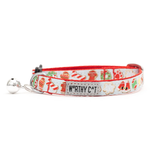 Cat collar with colorful design and 'Worthy Cat' branding on a white background