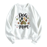Dog Mom Earth Tone Pawprints Sweatshirt White