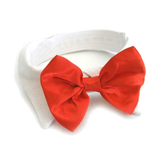 Doggie Design White Collar With Red Satin Bow Tie