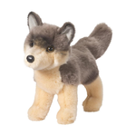Plush toy wolf on a white background