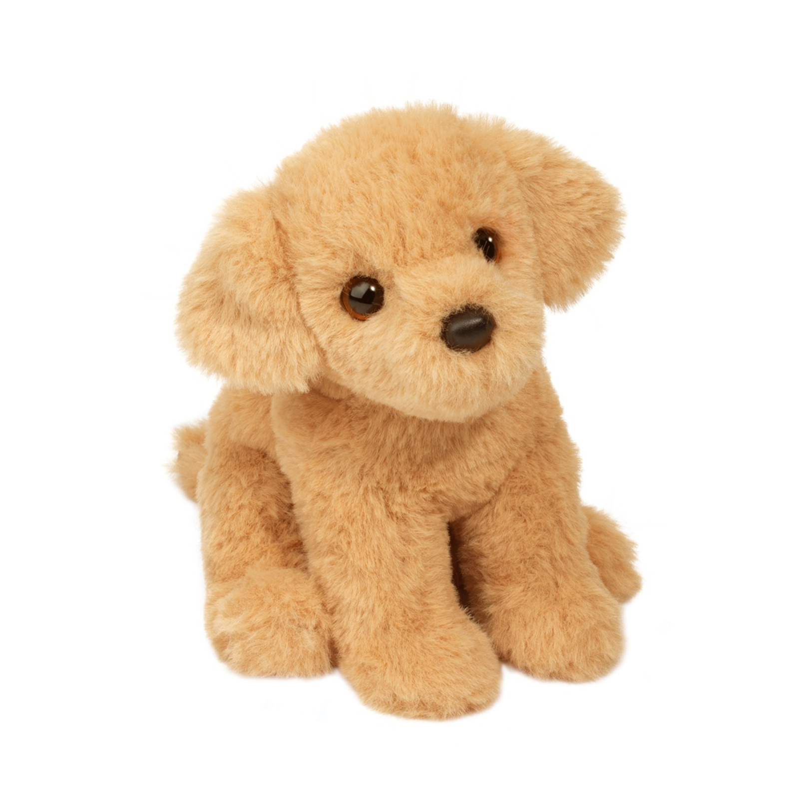 Plush toy dog on a white background