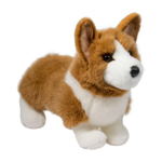 Plush toy corgi dog on a white background