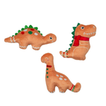 Three plush dinosaur toys on a white background