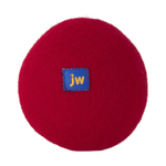 Red ball with a blue label featuring 'jw' on a white background