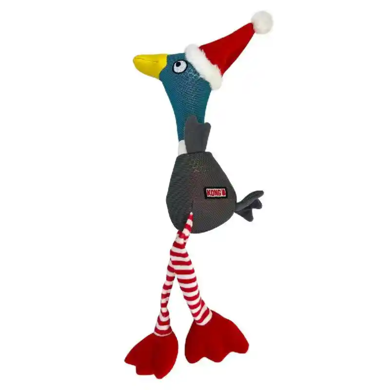 Toy fish with a Santa hat on a white background