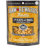 Package of Raw Rewards Treats for cats and dogs with cheddar cheese flavor on a white background