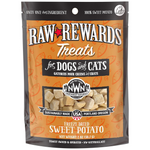 Package of Raw Rewards Treats for dogs and cats with a sweet potato flavor.