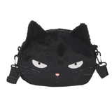 Plush Black Cat Face Shoulder Bag