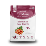 NutriSource PureVita Limited Ingredient Salmon & Kale Entrée dog food package on a white background