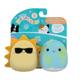 Squishmallows plush toys in packaging with a sun and Earth design, featuring Squishmallows branding.