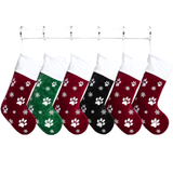Velvet Embroidered Paw & Snowflake Stocking