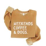 Weekends Coffee and Dogs Heather Mustard Sweatshirt