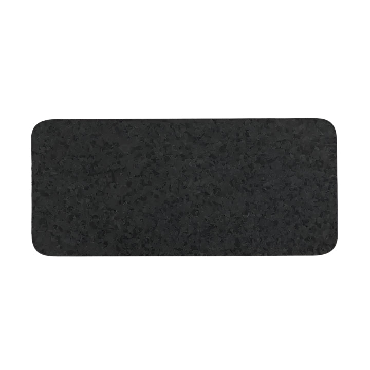 Rectangular black mat on a light gray background