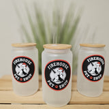 Firehouse Frosted Glass Tumbler with Bamboo Lid and Straw