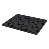 Black tray with paw print design on a white background