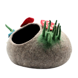 Woollyfelt Hand-Felted Wool Cat Cocoon Bed