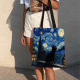 Black Cat Starry Night Tote Bag