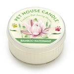Pet House Candle with bamboo watermint fragrance on a white background