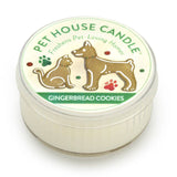 Pet House Candle in Gingerbread Cookies flavor with a cat and dog illustration on the label.