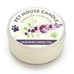 Pet House Candle in Lavender Green Tea flavor on a white background