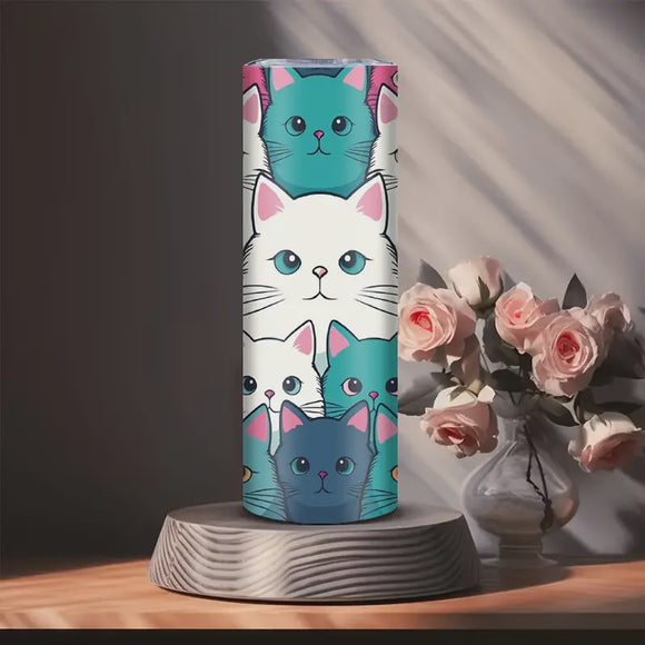 Cartoon Cute Cat Painted Graffiti Tumbler