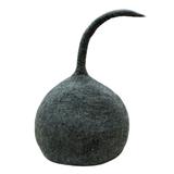Woollyfelt Handmade Dark Grey Wool Cat Cave with Flower Design