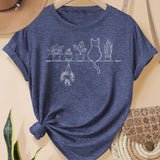 Navy Blue Plants & Cats Tee