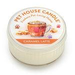 Pet House Candle in Caramel Latte flavor on a white background