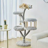 Luxury 60in Cat Condo Grey with Plush Perches