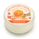 Pet House Candle with orange and spice design on a white background